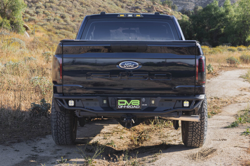 Ford F-150 Rear Bumper - DV8 Offroad - Tube design, Single exhaust models - Micro-texture black powder coat - `21-`26